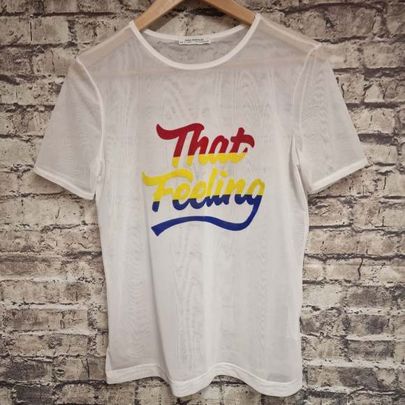 Zara Tops - Zara Transparent That Feeling T-Shirt Women UK 8